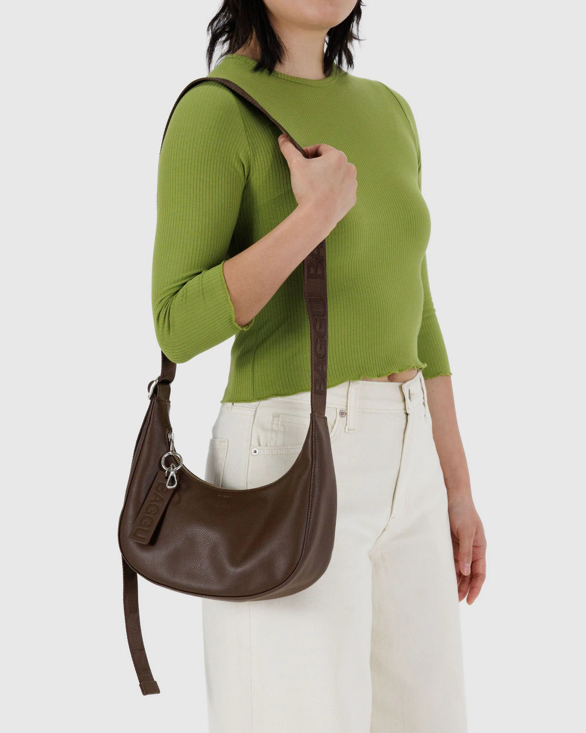 BAGGU Small Recycled Leather Crescent Bag