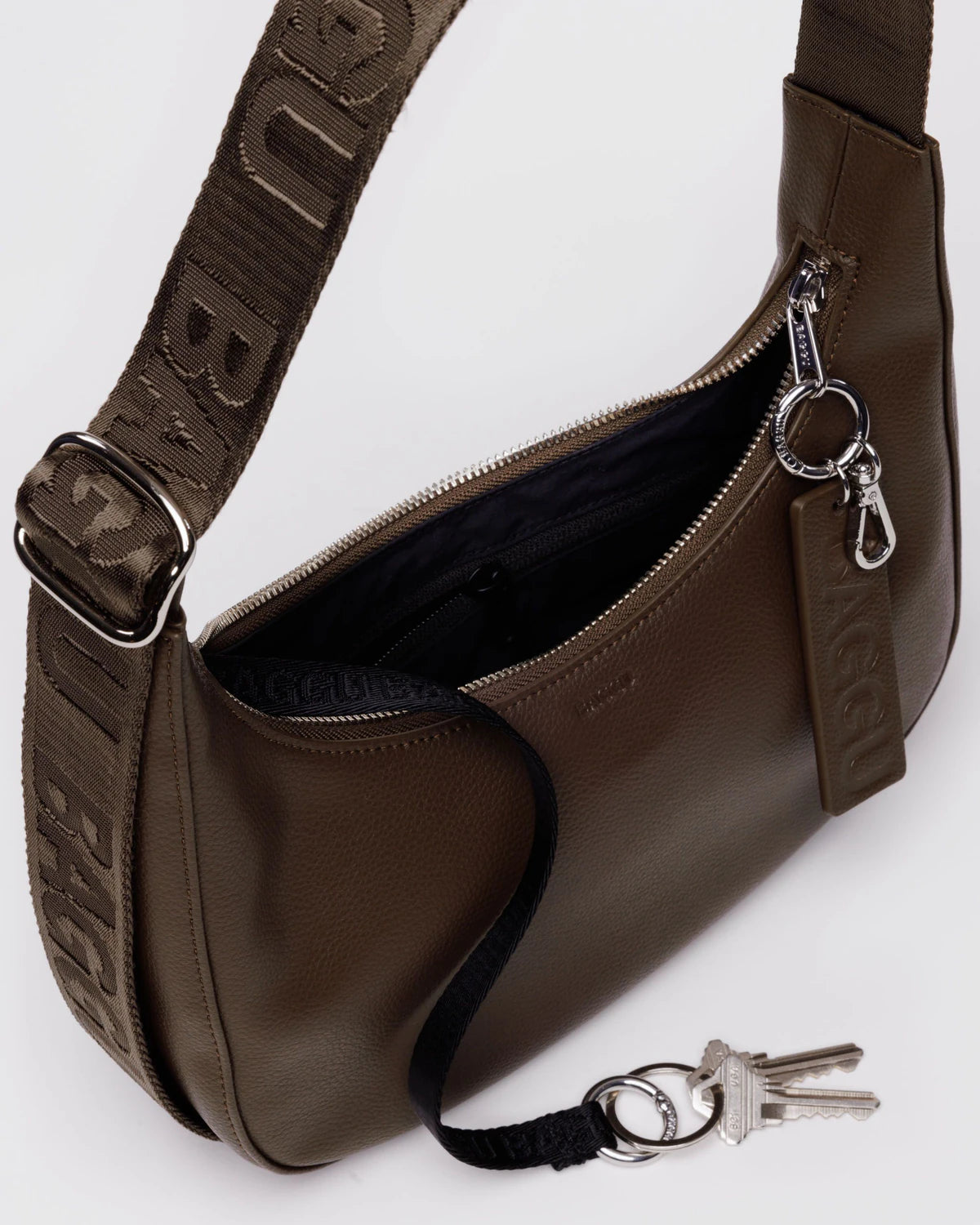BAGGU Small Recycled Leather Crescent Bag