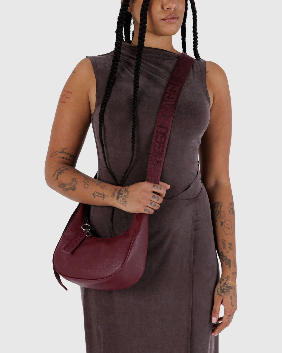 BAGGU Small Recycled Leather Crescent Bag
