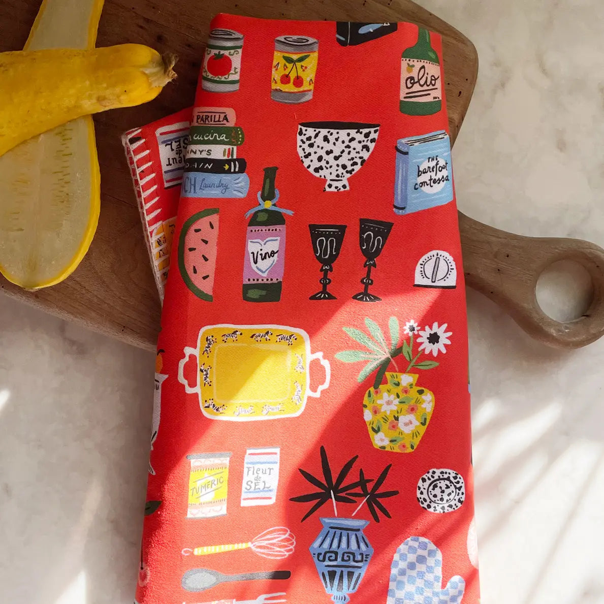 Tea Towel with Embroidered Detail