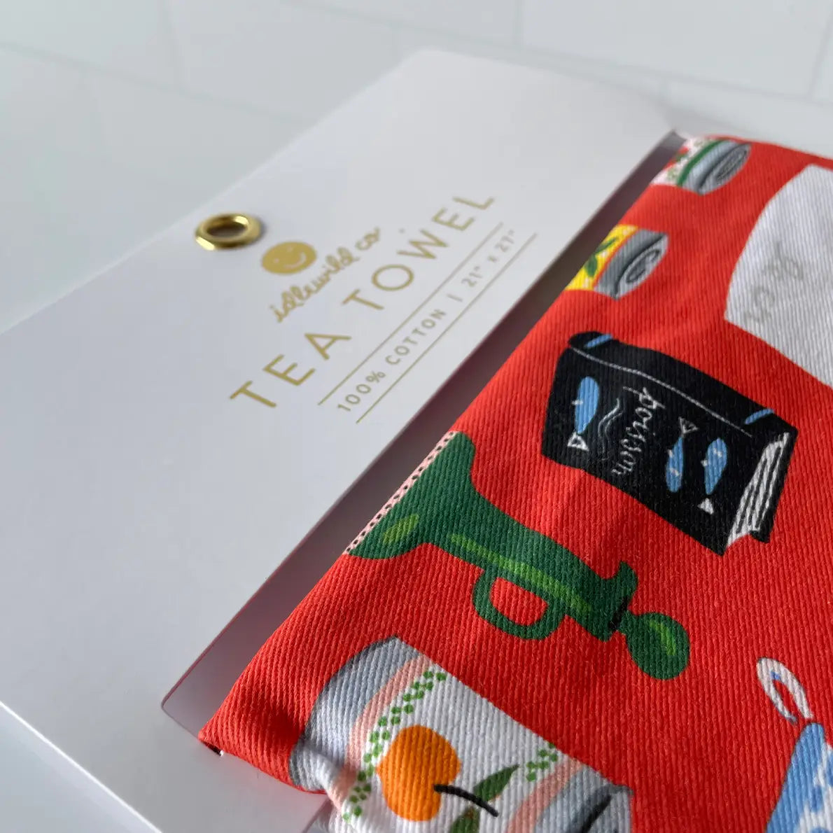 Tea Towel with Embroidered Detail