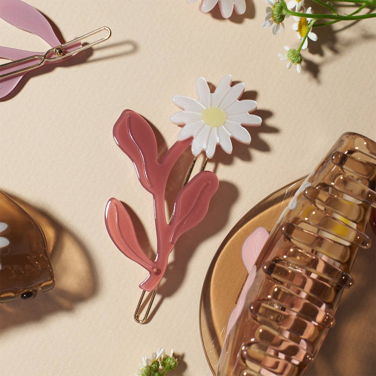Flower Barrette Hair Clip Set