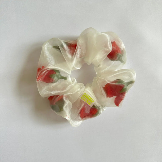 Mini Sheer Rose Stuffed Scrunchie