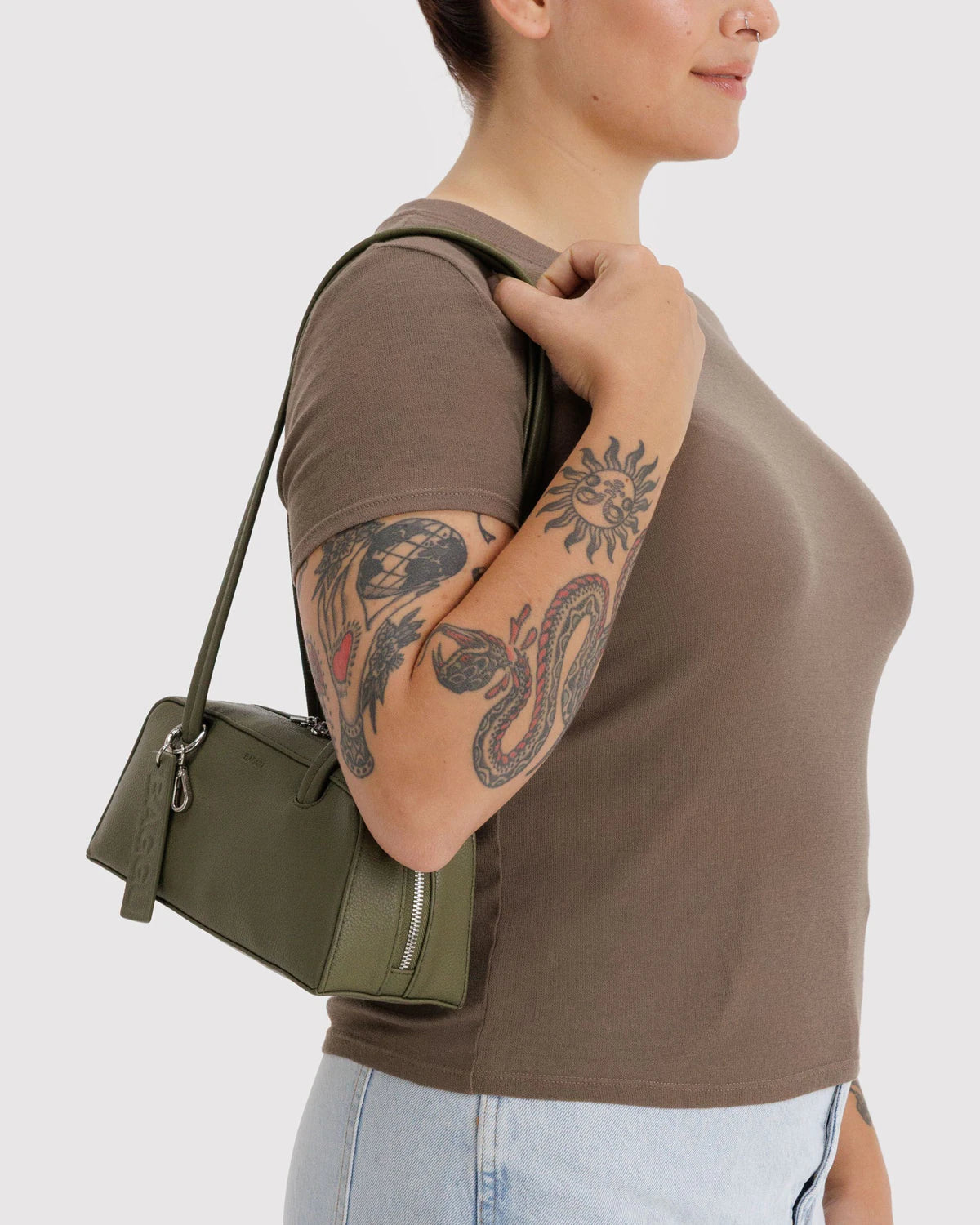 BAGGU Small Recycled Leather Bowler Bag