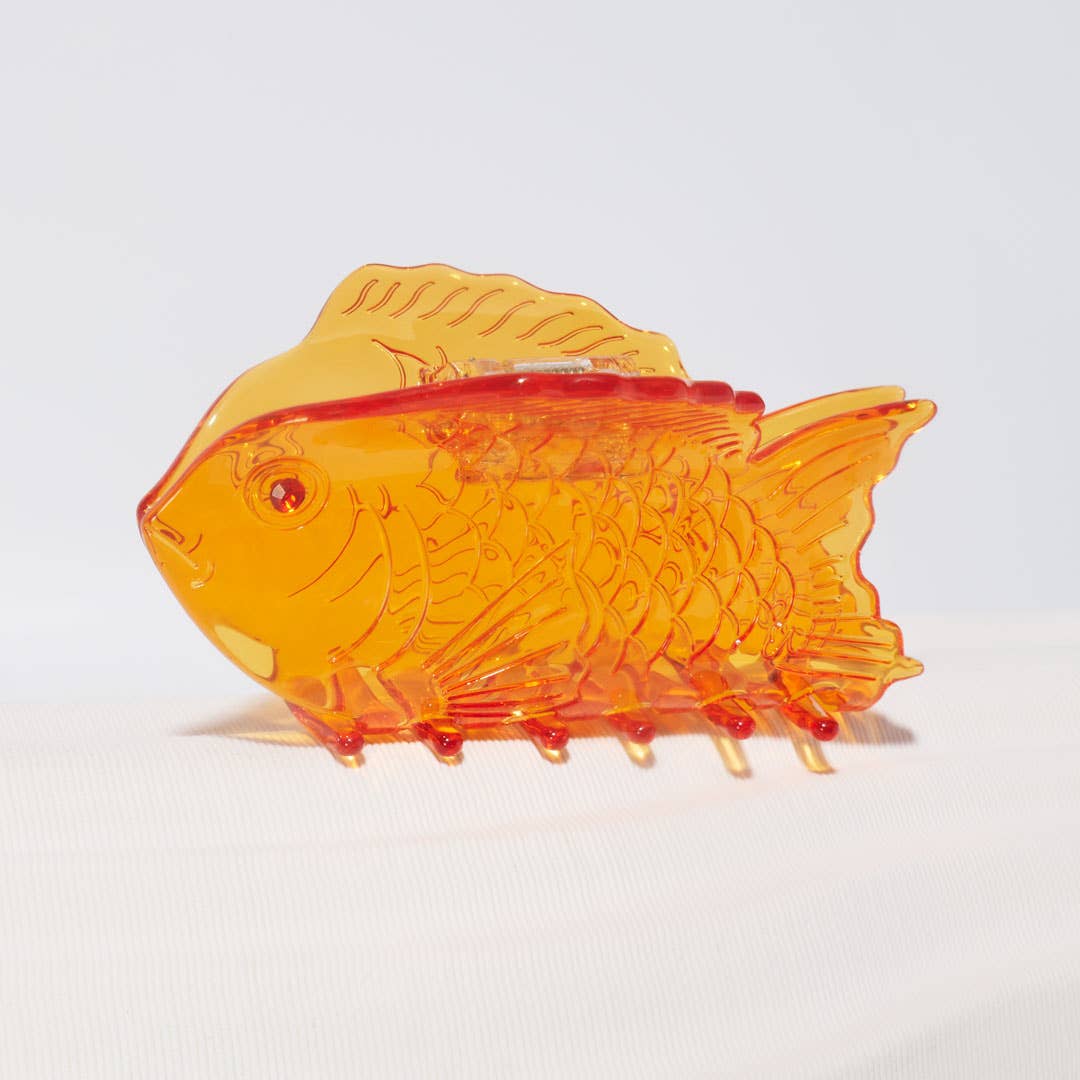 Sea Bream Clear Orange Ocean Fish Hair Claw Clip