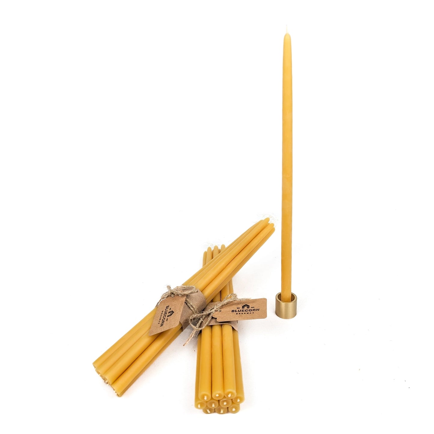 Bluecorn Candles Hand-Dipped Thin Beeswax Tapers