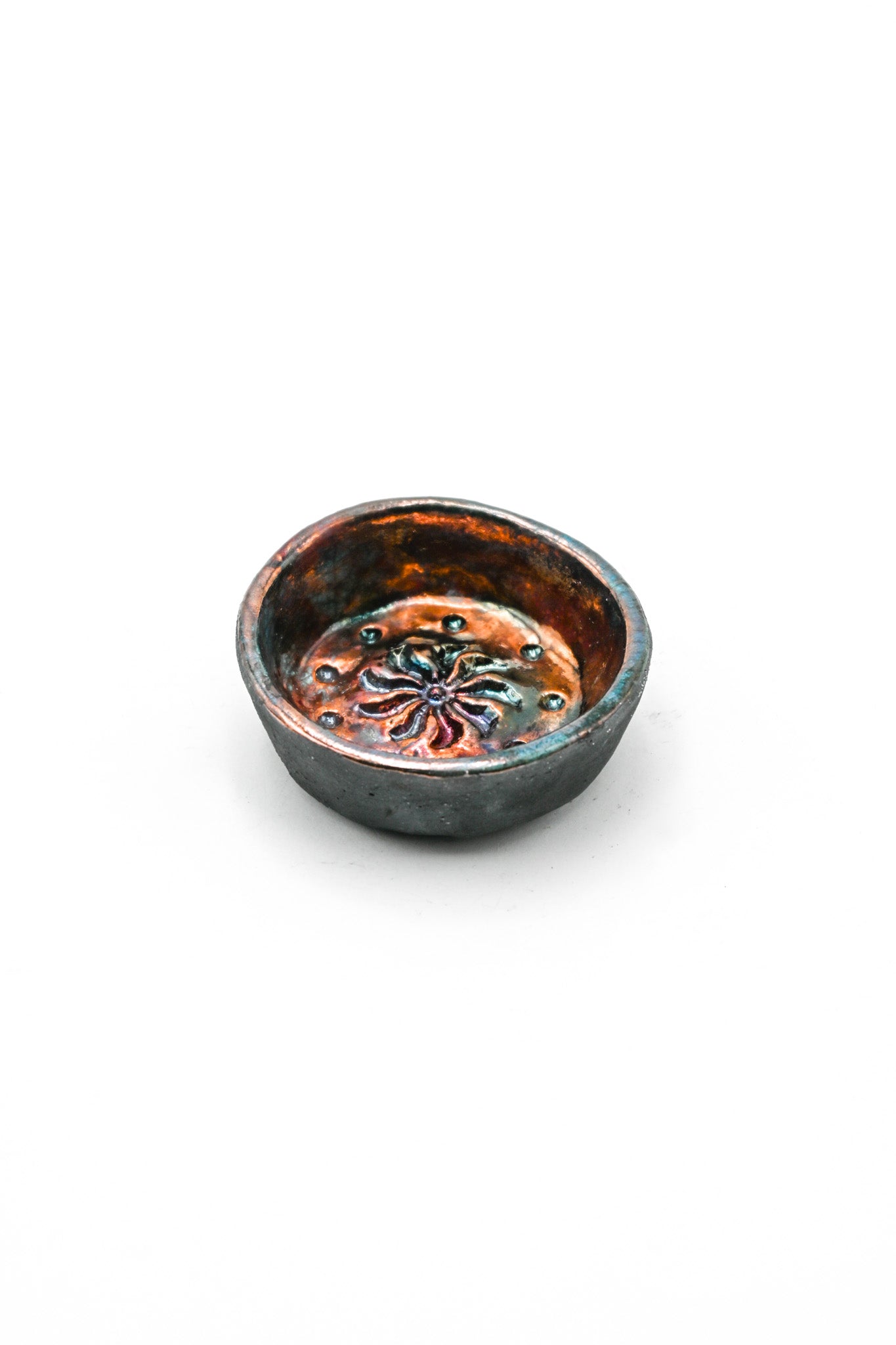 Raku Fired Trinket Dish 006