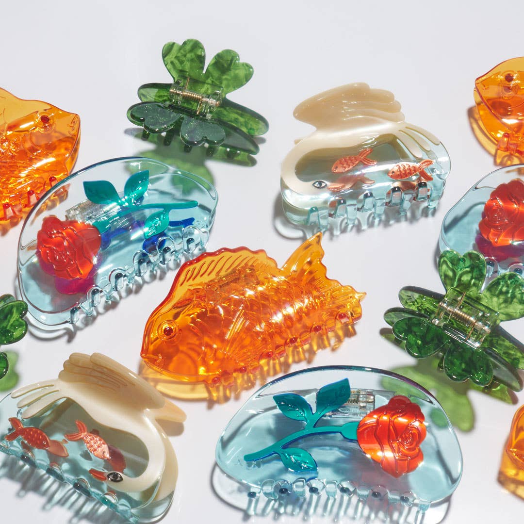 Sea Bream Clear Orange Ocean Fish Hair Claw Clip