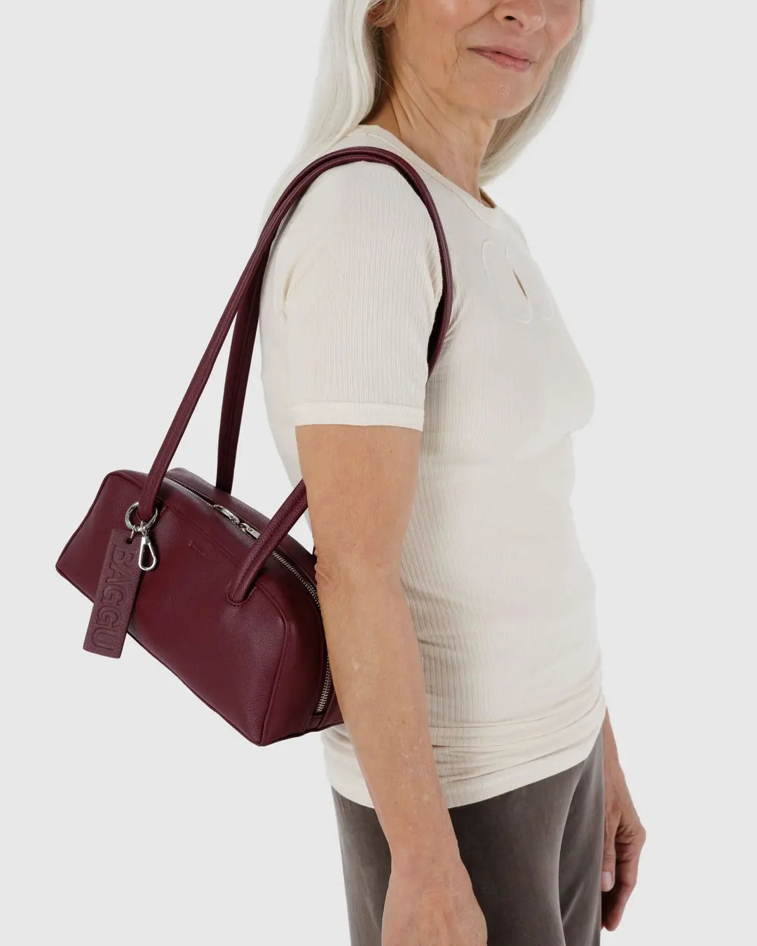 BAGGU Small Recycled Leather Bowler Bag
